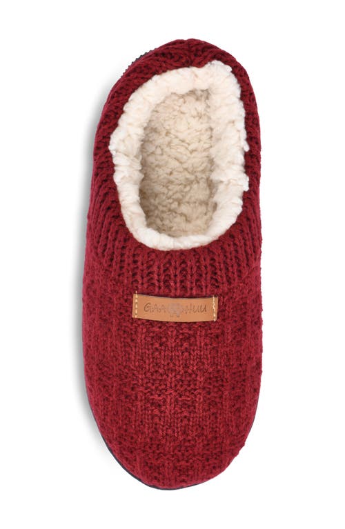 Gaahuu Textured Knit Faux Shearling Lined Slipper In Ruby Red