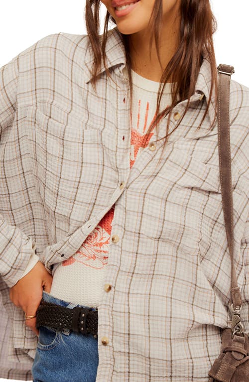 Free People Cardiff Plaid Texture Shirt In Misty Lilac Combo