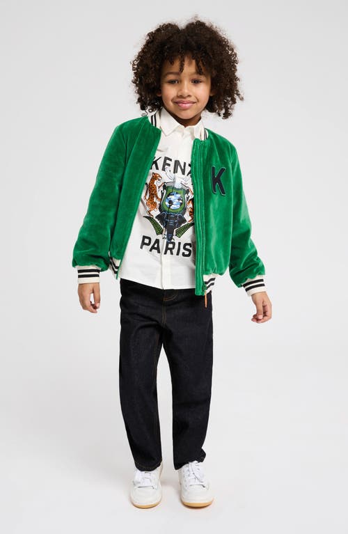 Shop Kenzo Kids' Cotton Graphic Button-up Shirt In Ivory