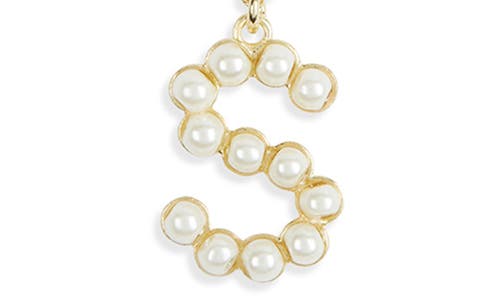 Meshmerise Imitation Pearl Initial Pendant Necklace In Yellow-s