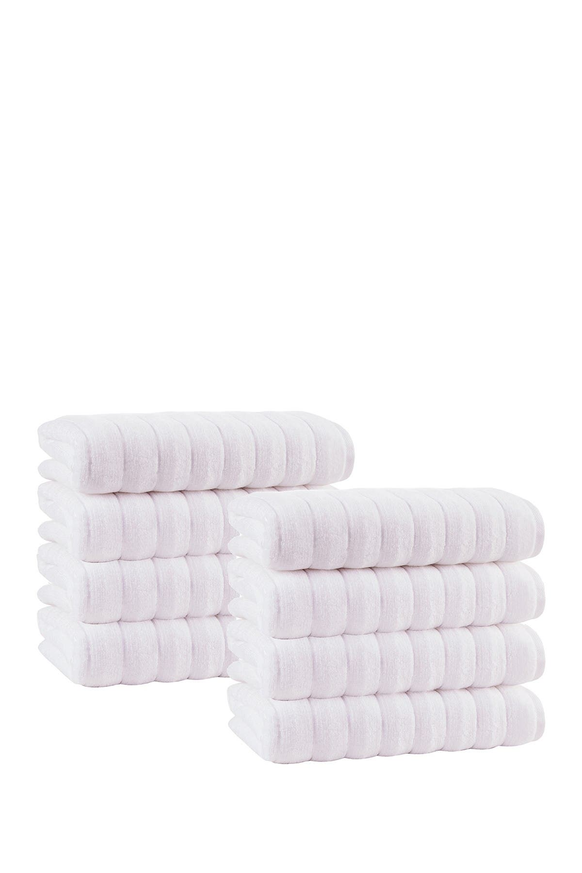 ENCHANTE HOME Vague Turkish Cotton Wash Towel White Set of 8