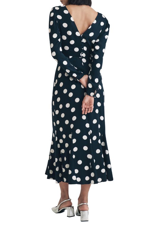 Shop Nobody's Child Sally Polka Dot Long Sleeve Mermaid Dress In Black