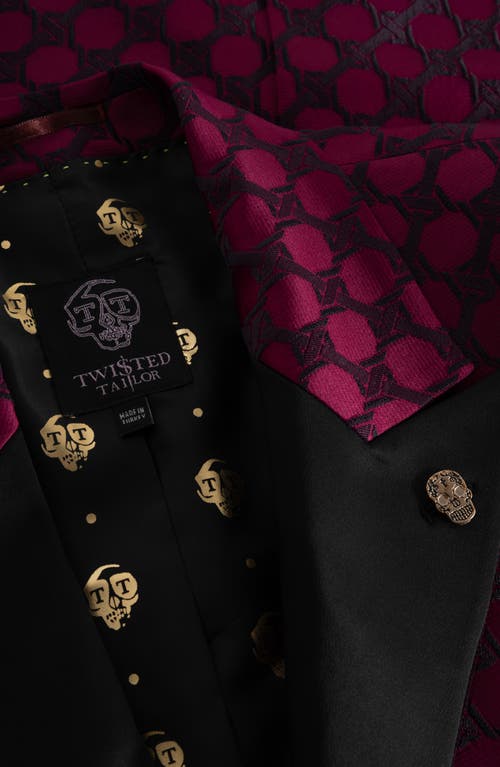 Shop Twisted Tailor Papatya Slim Fit Burgundy Jacquard Sport Coat