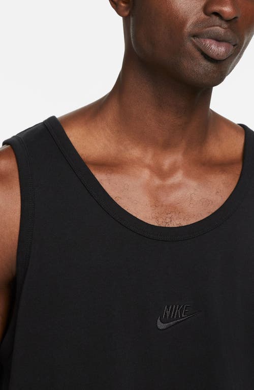 Nike Premium Essentials Logo-embroidered Cotton-jersey Tank Top In Black
