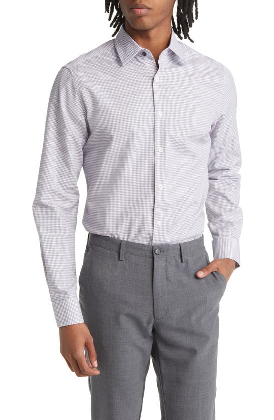 Shop Duchamp Tailored Fit Box Check Dress Shirt In Grey
