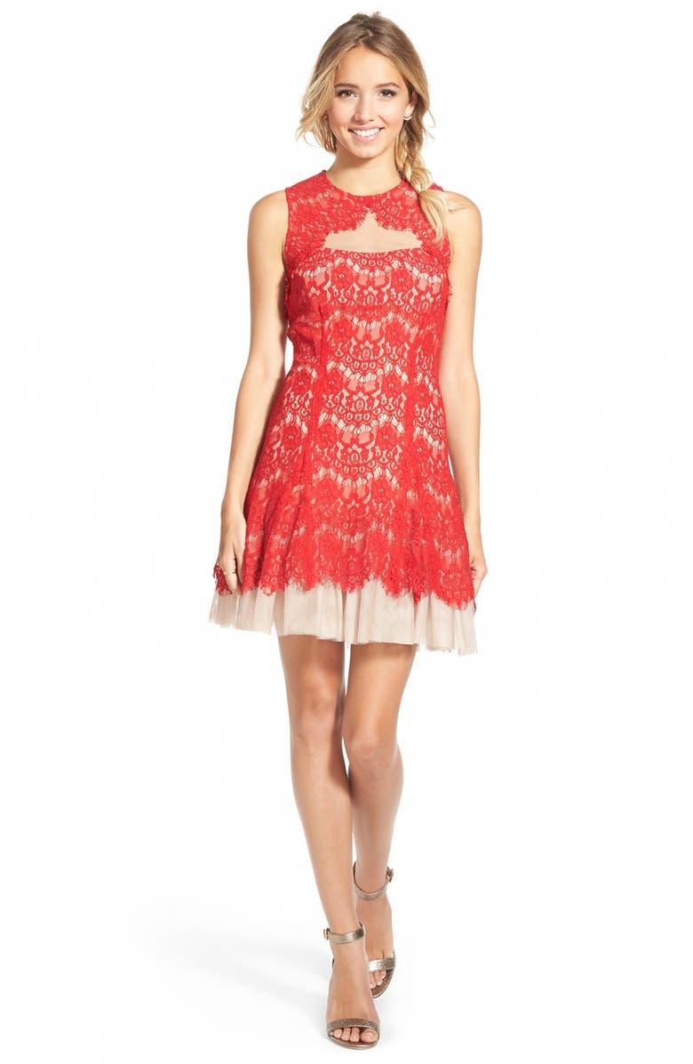 Steppin Out Illusion Lace Fit and Flare Dress | Nordstrom