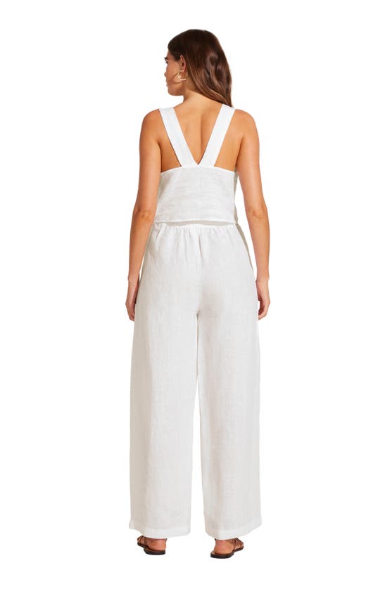 Shop Vitamin A ® Tallows Crop Linen Cover-up Top In White Eco Linen