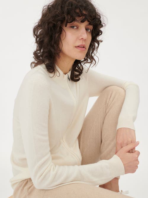 Shop Gobi Cashmere Full-zip Cashmere Cardigan In Marshmallow