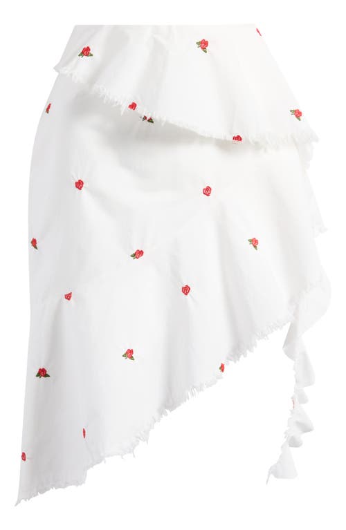 Mistress Rocks Womens Cloud Rose-embroidered Asymmetric Cotton Mini Skirt In Cloud