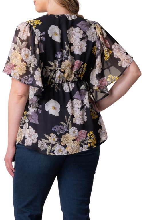 Shop Kiyonna Seaside Serenade Top In Midnight Peony Print