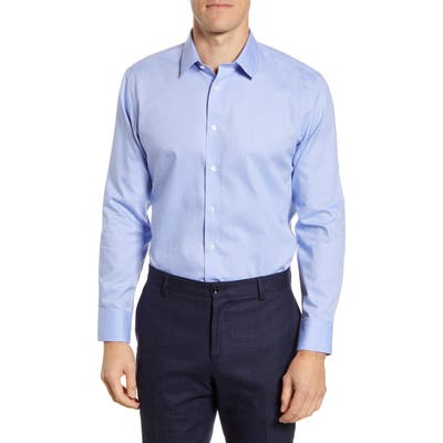 The Tie Bar Trim Fit Dobby Dot Dress Shirt - Blue