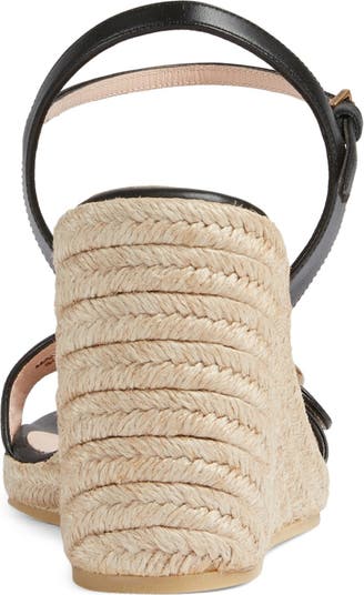 GUCCI Aitana logo-embellished leather wedge espadrille sandals
