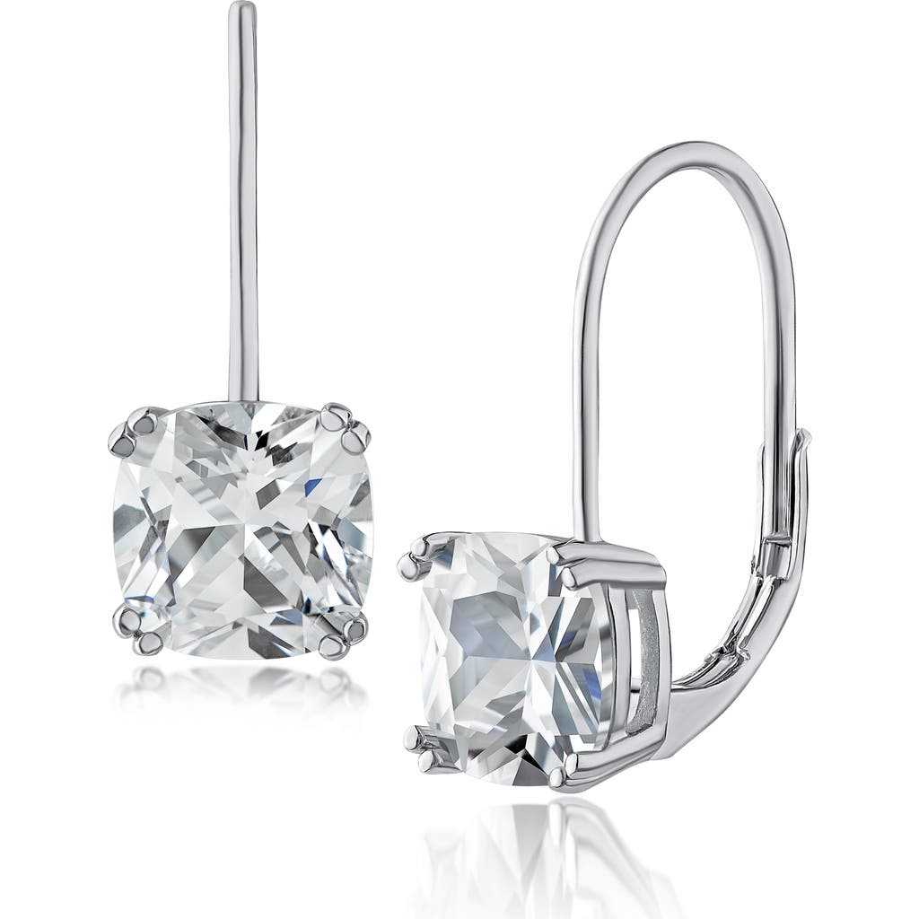 Kenneth Jay Lane Cushion Cubic Zirconia Drop Earrings In Clear/silver
