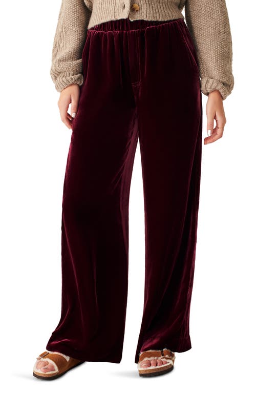 Faherty Genevieve Wide Leg Velvet Pants in Maroon Banner at Nordstrom, Size Small