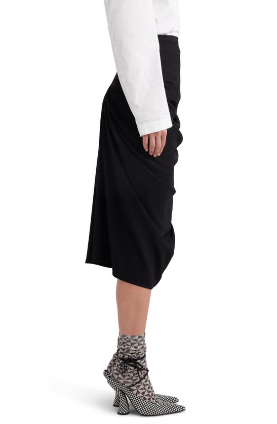 Shop Dries Van Noten Sonata Ruched Wool Blend Midi Skirt In Black 900