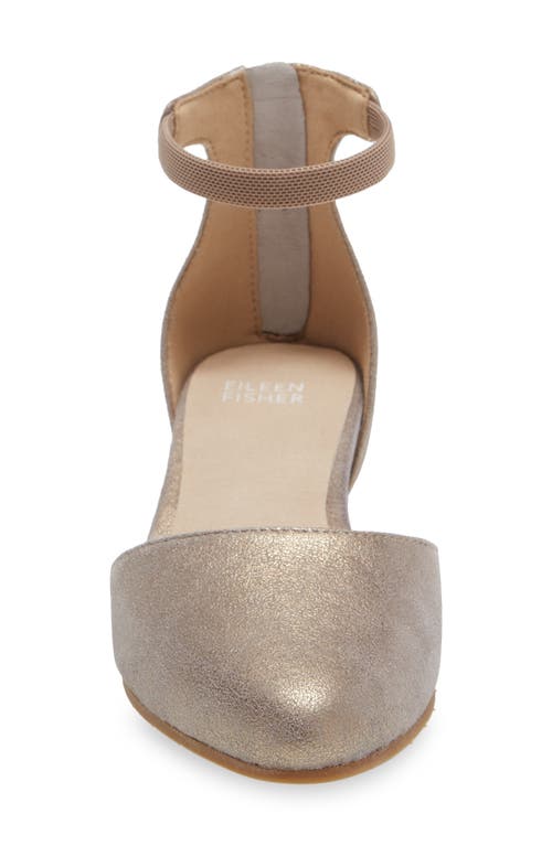 Eileen Fisher Ingle Metallic Zip Ballerina Pumps In Platinum