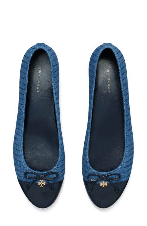 Shop Tory Burch Quilted Cap Toe Ballet Flat In Dark Denim/new Navy