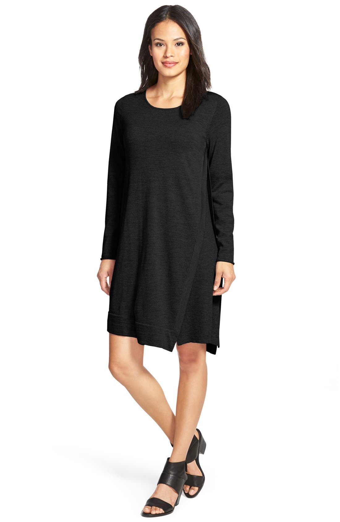 Eileen Fisher Merino Wool Jewel Neck Dress (Regular & Petite) Nordstrom