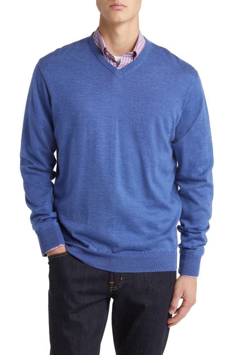 Brooks Brothers Men XL Silk Blend Long Sleeve Pull Over Sweater Shirt V  Neck Tan
