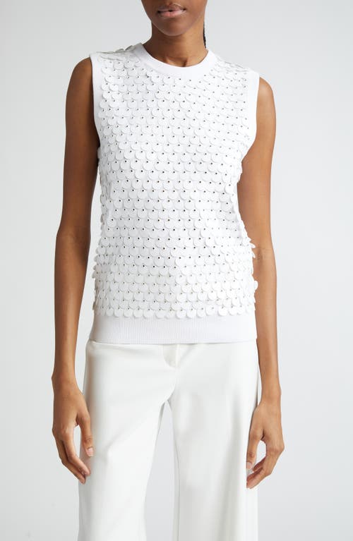 Michael Kors Collection Paillette Embellished Sleeveless Sweater Optic White at Nordstrom,