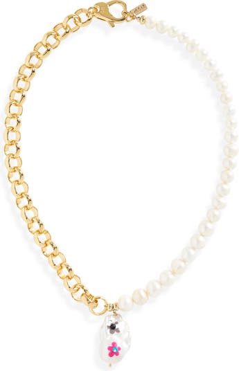 Blossom baroque pearl and chain convertable necklace