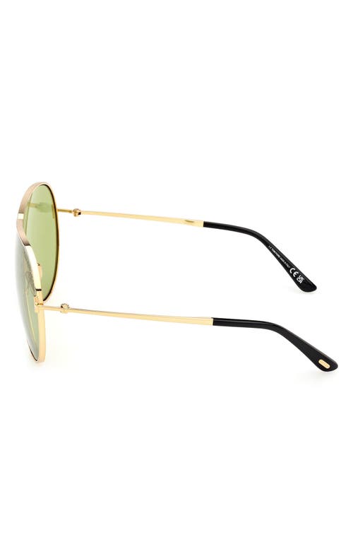 Shop Tom Ford Keating 71mm Oversize Pilot Sunglasses In Shiny Deep Gold/green