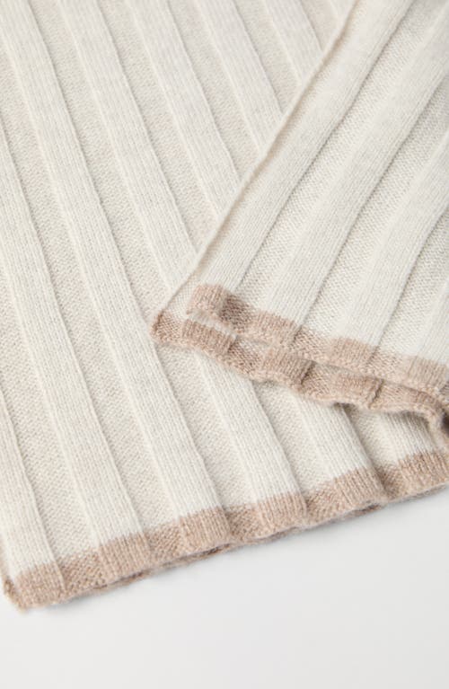 Shop Brunello Cucinelli Cashmere Rib Knit Scarf In Camel