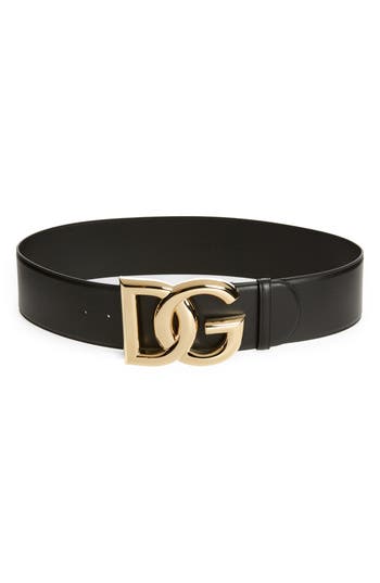 Dolce & Gabbana Dg Logo Buckle Leather Belt In Nero
