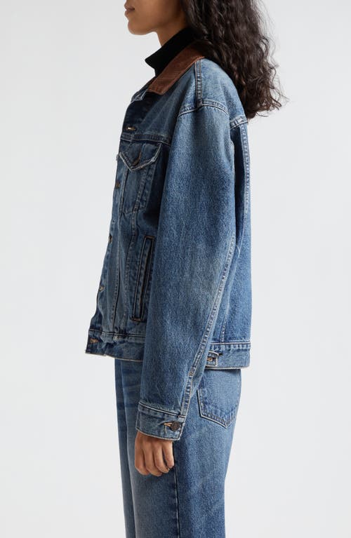 Shop Nili Lotan Chesney Denim Trucker Jacket In Ocean Wash