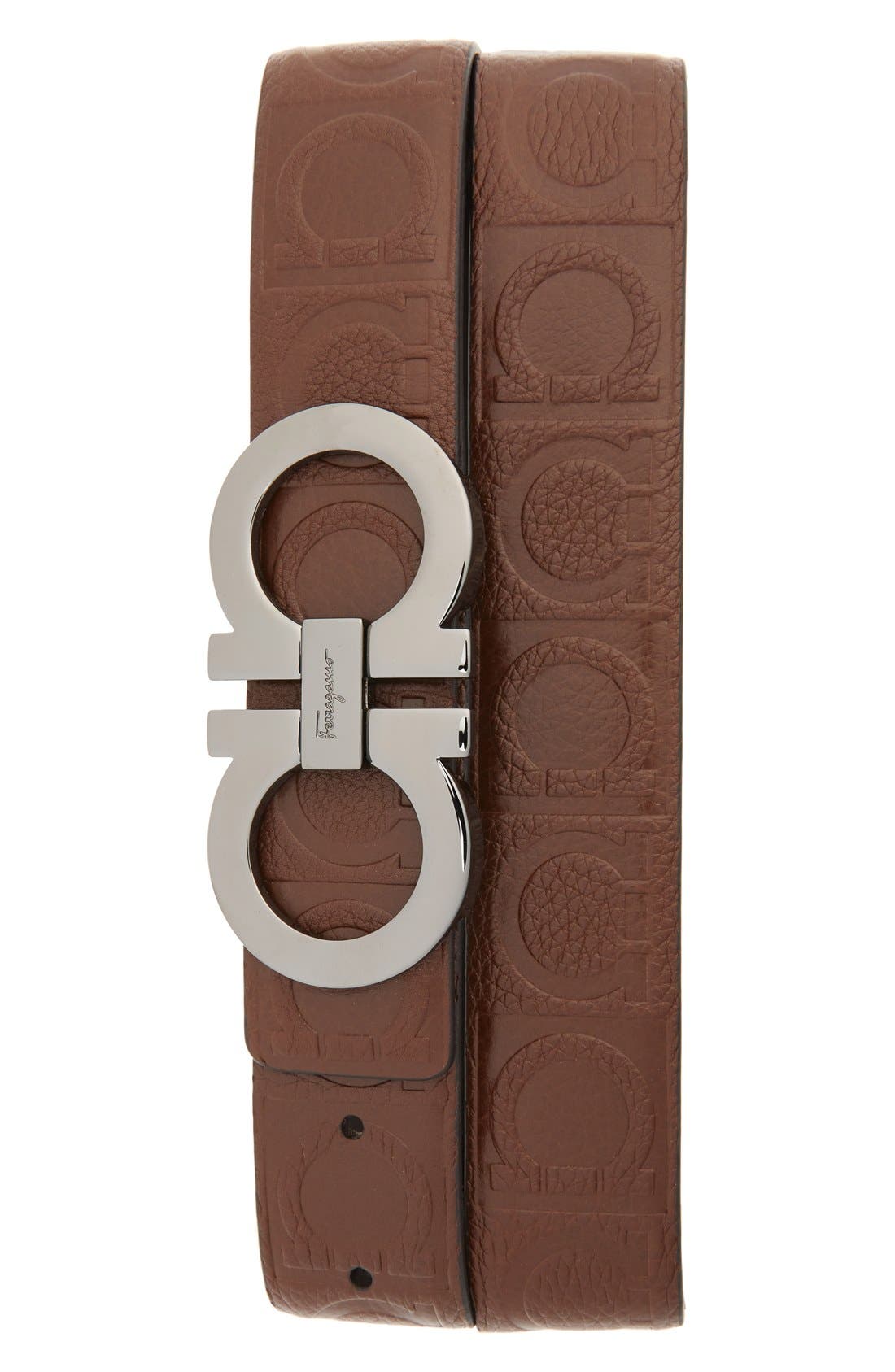 salvatore ferragamo double gancio reversible leather belt