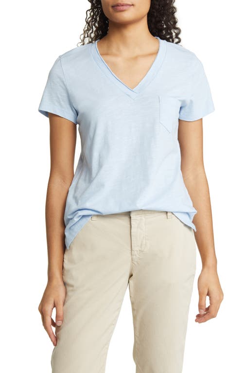 caslon(r) V-Neck Short Sleeve Pocket T-Shirt in Blue Cashmere