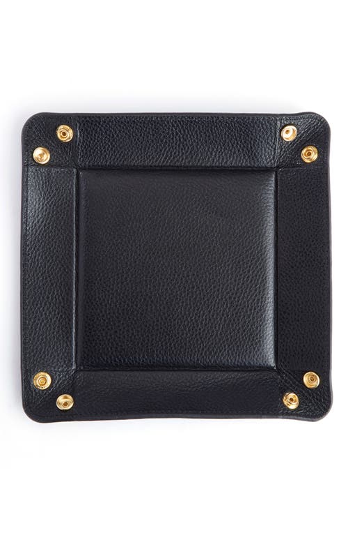 Shop Royce New York Personalized Catchall Leather Valet Tray In Black - Gold Foil