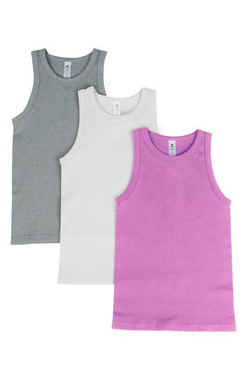 Shop 90 Degree By Reflex 3-pack Seamless Tank Tops In Cyclamen/heather Grey/white
