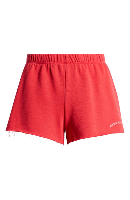 Shop Pacsun Flow Cotton Blend French Terry Shorts In True Red