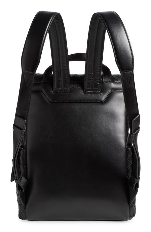 Shop Bottega Veneta Back To School Intrecciato Leather Backpack In 8803 Black/silver