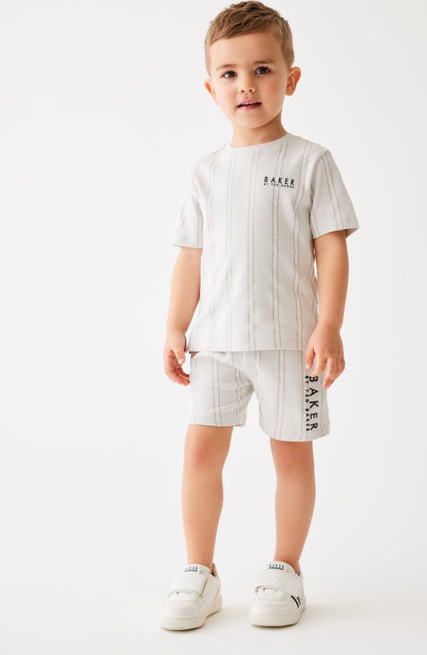 Kids' Logo Stripe Cotton T-Shirt & Shorts Set (Toddler & Little Kid)