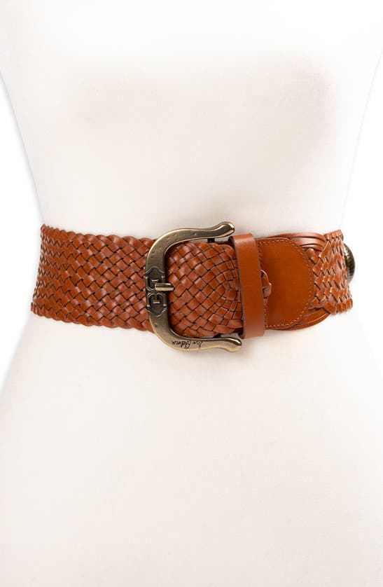 Shop Sam Edelman Wide Woven Leather Western Belt In Tan