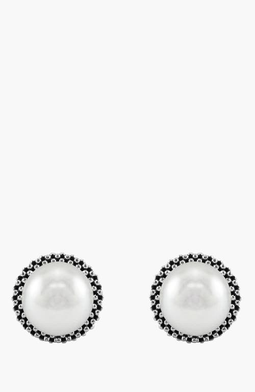 Shop Lagos Luna Pearl Stud Earrings In Silver/pearl