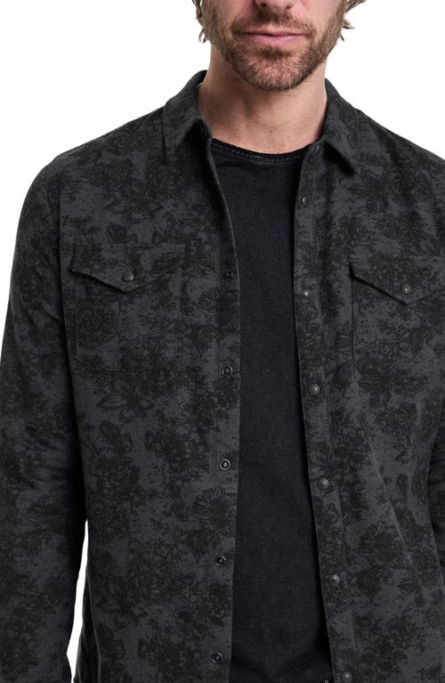 Shop John Varvatos Mar Floral Flannel Snap-up Western Shirt In Concrete Gray