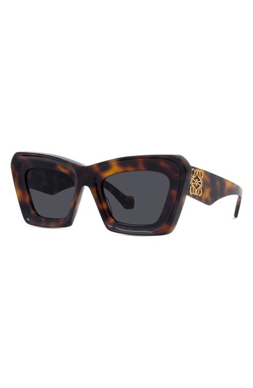 Loewe Lunettes De Soleil Transparentes Beveled Cateye In Dark Havana/smoke