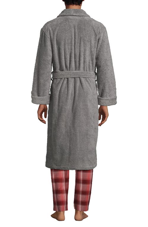 Shop Lands' End Calf Length Turkish Terry Robe In Ultimate Gray