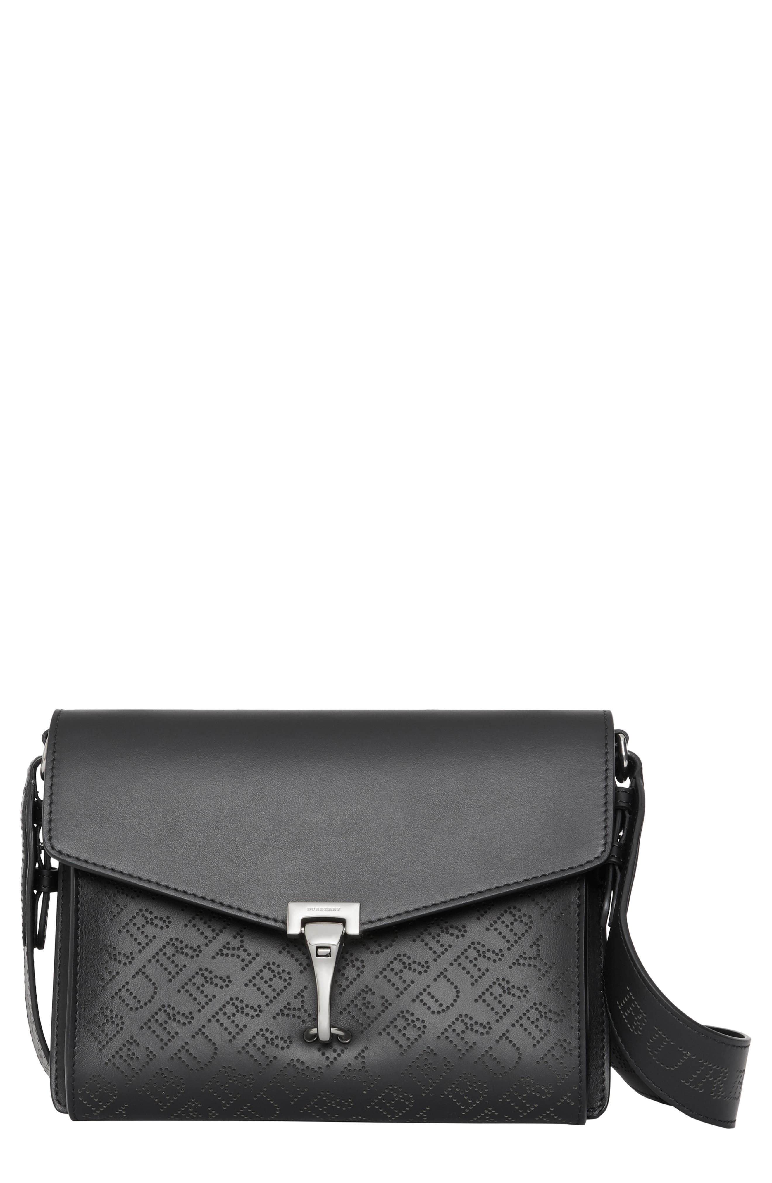 small perforated logo leather crossbody bag