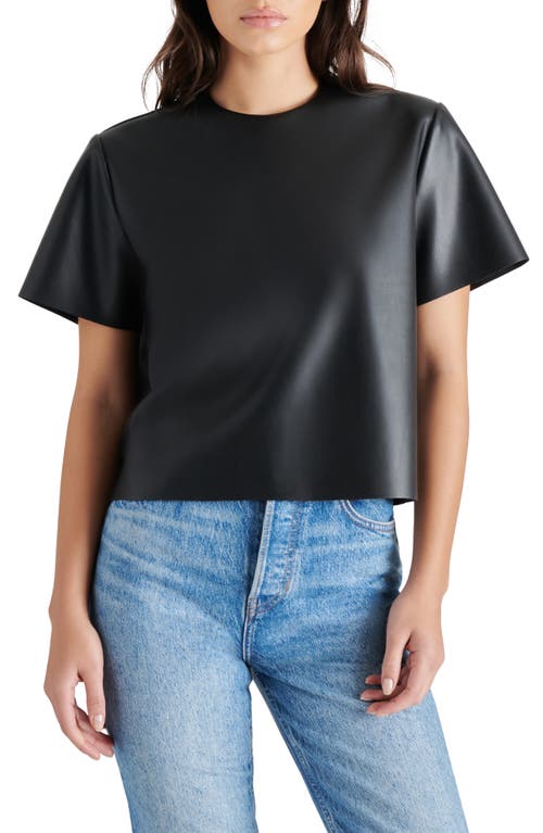 Steve Madden Ezra Faux Leather Top In Black