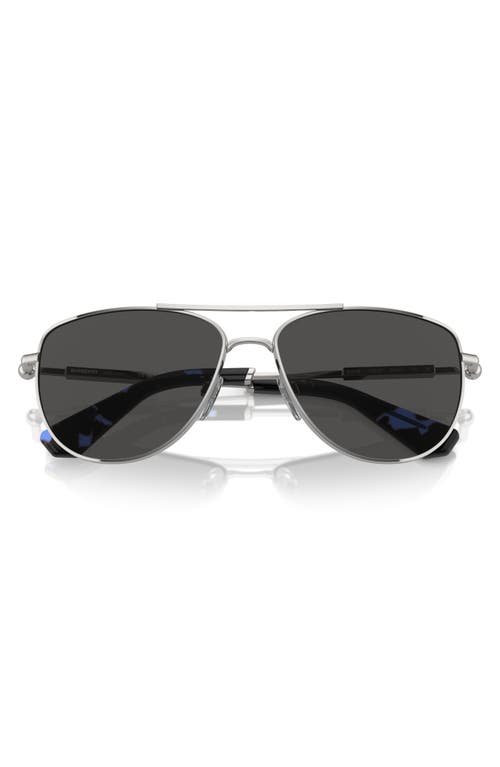 Shop Burberry 60mm Pilot Sunglasses In Silver