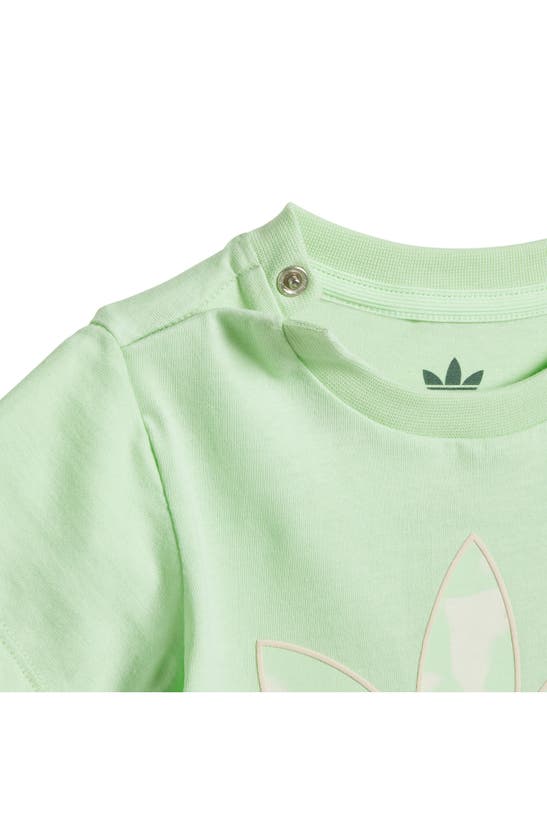 Shop Adidas Originals Kids' Trefoil Cotton T-shirt & Shorts Set In Semi Green Spark