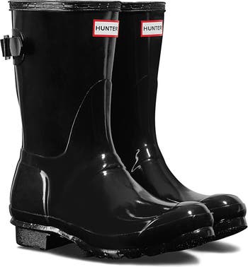 Hunter Original Short Adjustable Back Gloss Waterproof Rain Boot (Women ...