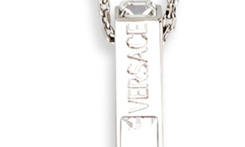 Shop Versace Adjustable Embellished Ingot Necklace In Palladium-crystal