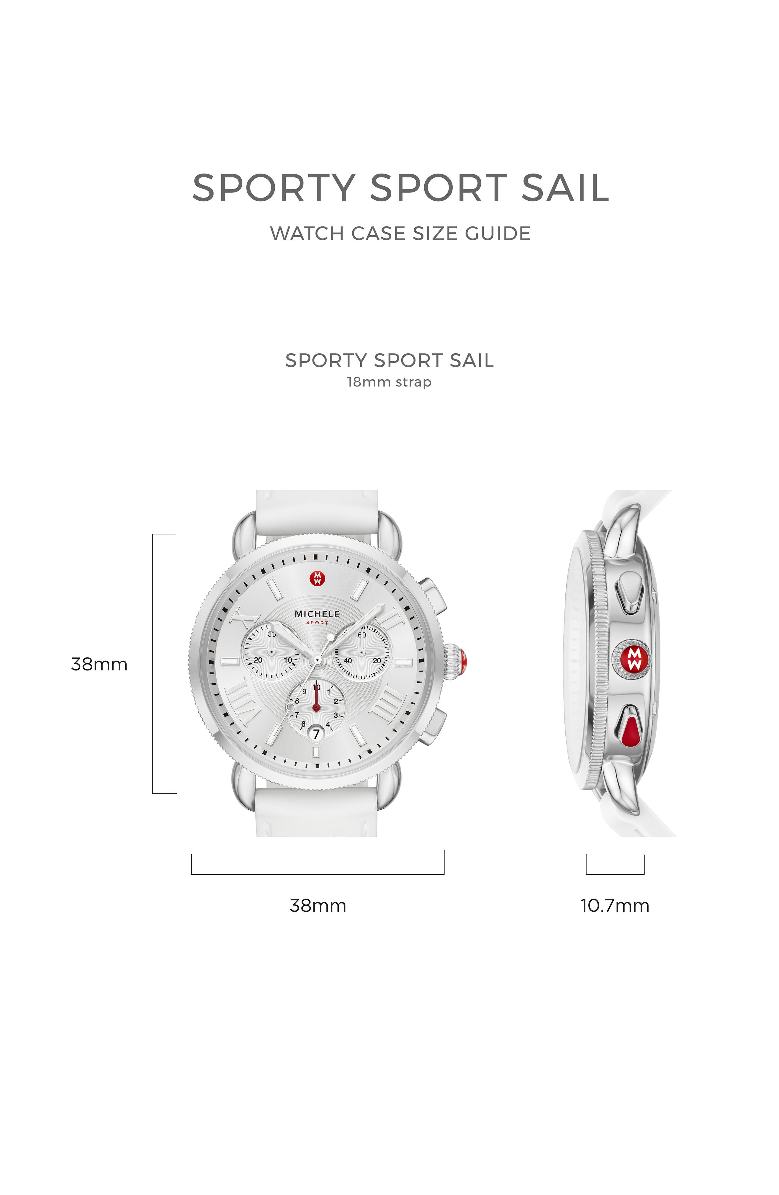 MICHELE Sport Sail Chronograph Watch Head with Silicone Strap, 38mm |  Nordstrom