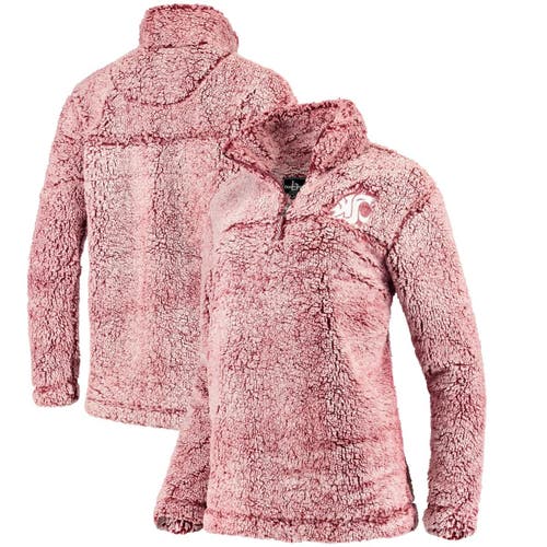 BOXERCRAFT Women's Crimson Washington State Cougars Sherpa Super Soft Quarter Zip Pullover Jacket