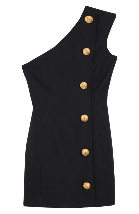 Shop Balmain Aymmetric One-shoulder Dress In Black